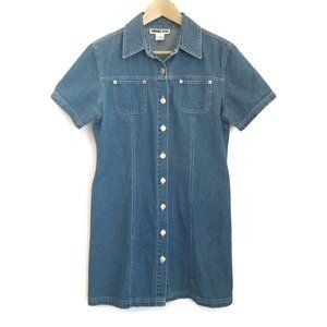 Vintage Adriana Sport 100% Cotton Denim Jean Shirt Dress M